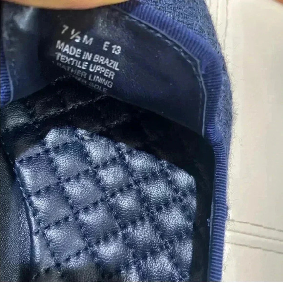 TORY Burch Chandra Tweed Navy Blue Loafers Sz 7.5 - Picture 11 of 12